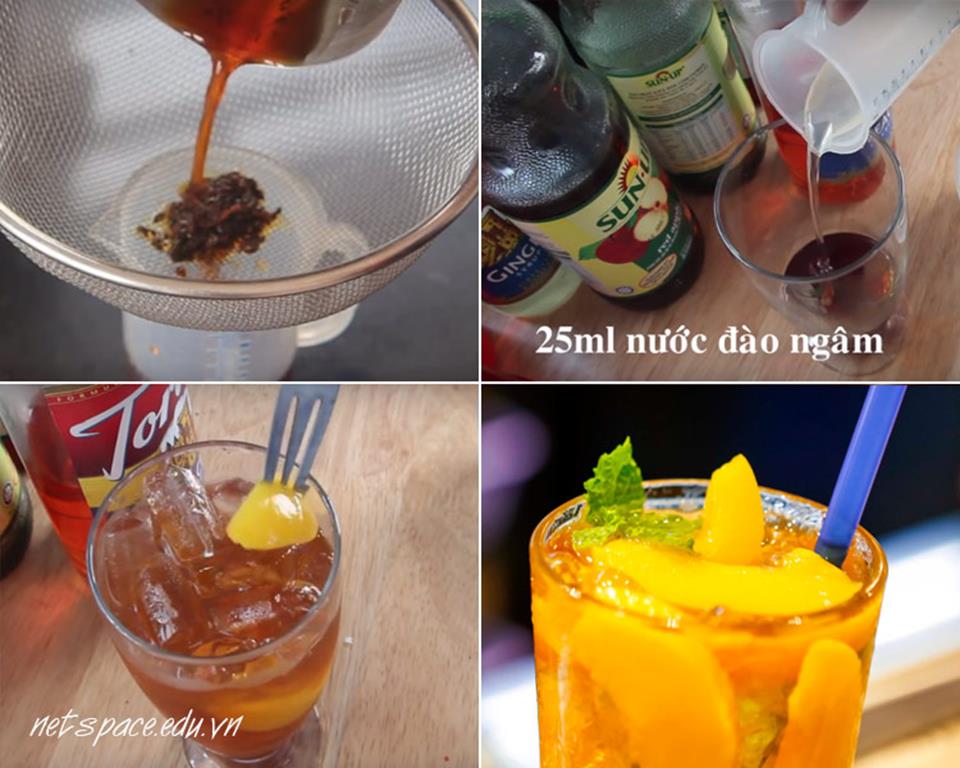 Cách làm Trà đào thơm nồng vị trà, ngọt ngào vị đào