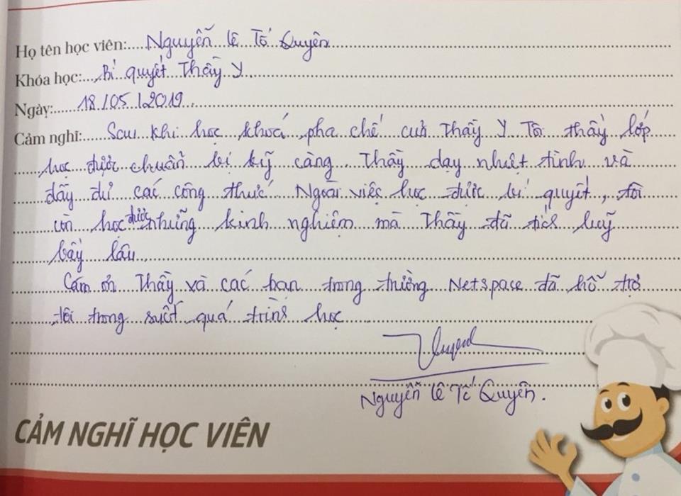 Chị Quyên học bí quyết pha chế Trà sữa của mô hình Trà Thầy Y